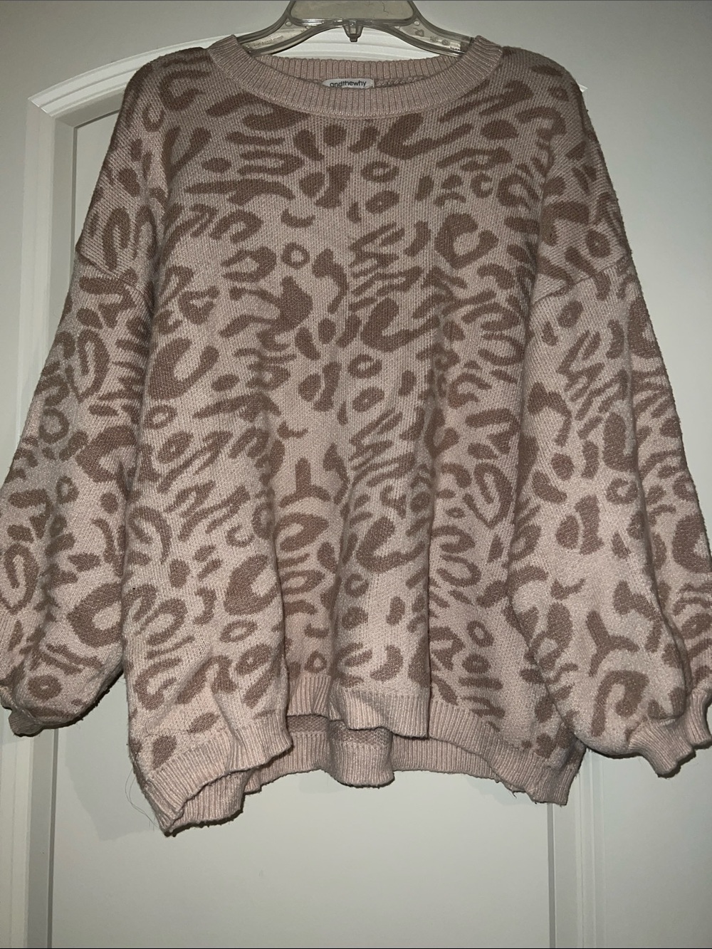 Cozy Animal-Print Cream and Brown Women's Sweater